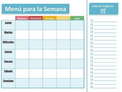 Menu Semanal Para Planear Sus Comidad Planificador De Comidas