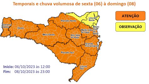 Previs O De Tempo Indica Volumes Altos De Chuva Para Sc Entre Sexta