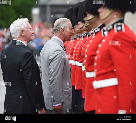 The Prince Of Wales Centre Inspects The Guard Of Honour At