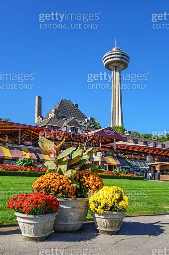 Restaurant And The Skylon Tower In Downtown Niagara Falls Ontario