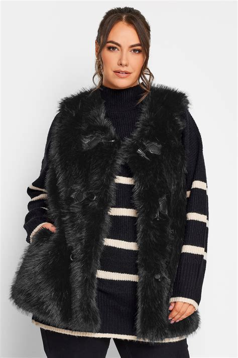 Yours Plus Size Black Faux Fur Gilet Yours Clothing