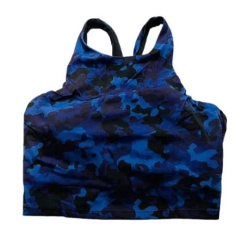 Athleta Swim Athletaddd Conscious Crop Bikini Top Blue Camo Sz M