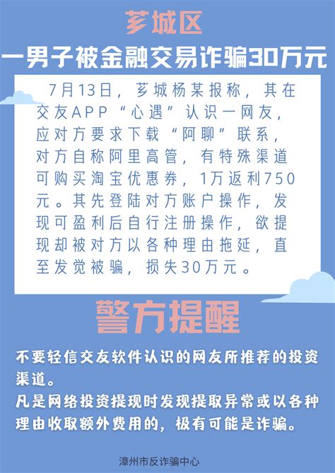 漳州一男子在交友软件被骗30万，交友需谨慎漳浦