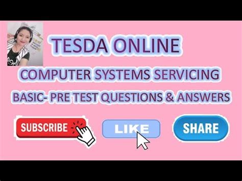 TESDA ONLINE COMPUTER SYSTEMS SERVICING BASIC PRE TEST Questions