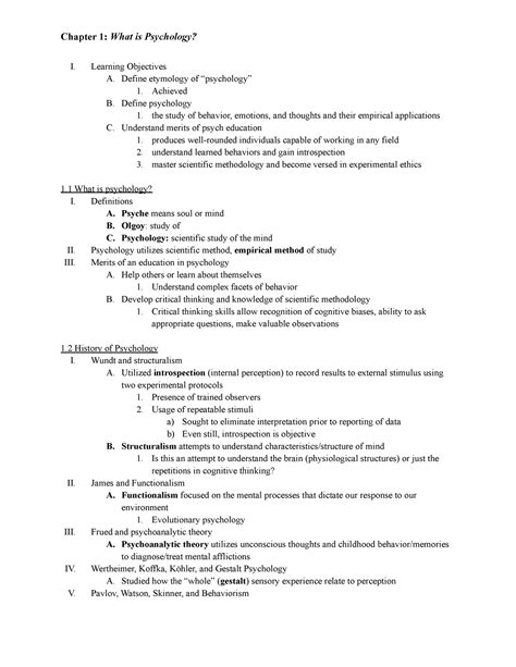 Chapter 1 What Is Psychology Chapter Summary From Psychology 2e By Marilyn Lovett Rose M