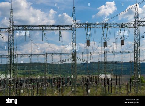 Power Transformer In Sub Station Electricity Distribution Stock Photo