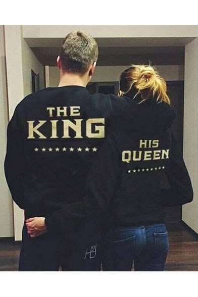 Couple The King And His Queen Letter Printed In Back Pullover