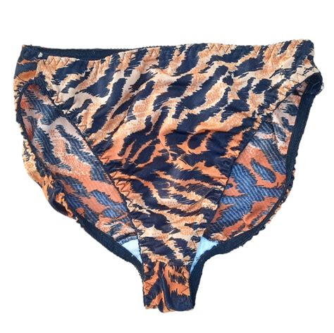 Vintage Nylon Tiger Print Bikini Panties Med Gem