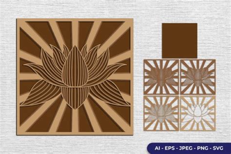 Lotus Mandala Layered Laser Cut Files Graphic By Pin Crafter · Creative Fabrica