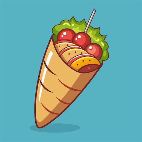 Kebab Clipart Cartoon Style Vector Illustration Premium Ai Generated