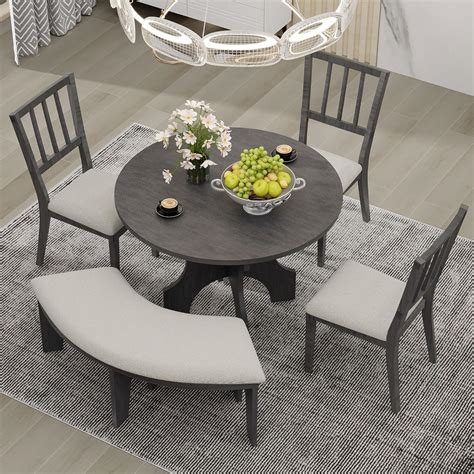 Amazon Merax Piece Round Dining Table Set With Curved Bench