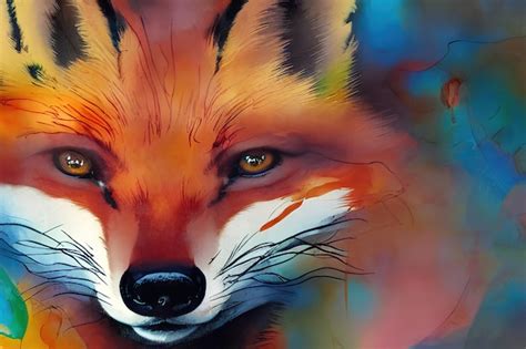 Premium Photo | Red fox face color illustration