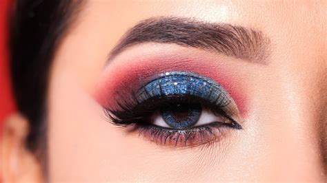 Blue Glitter Cut Crease Party Eye Makeup Tutorial Shilpa Youtube