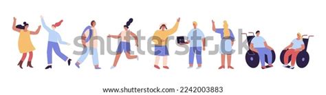 Flat People Silhouette Vector Horizontal Banner Stock Vector Royalty Free 2242003883