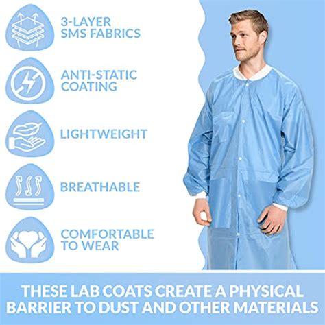 Medical Nation Pack Of Disposable Lab Coats Blue Durable Sms