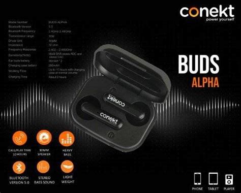 Conekt Buds Alpha True Wireless Earpods Bluetooth Headphones Across