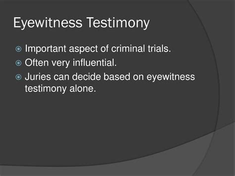 Ppt Eyewitness Testimony Powerpoint Presentation Free Download Id