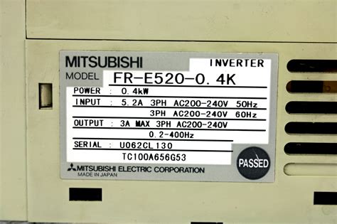 Mitsubishi Fr E520 04k Inverter Drive 04kw 240v Ac