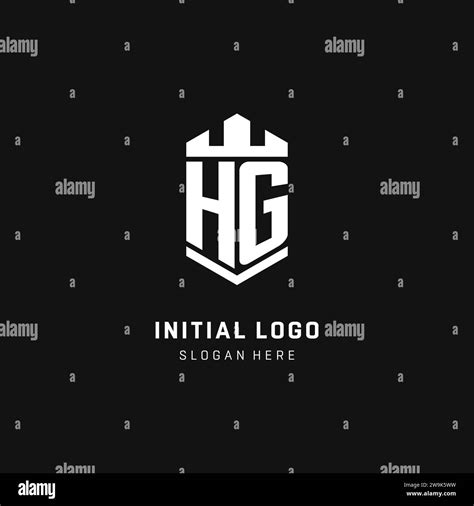 HG Monogram Logo Initial With Crown And Shield Guard Shape Style Vector