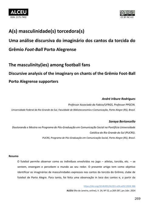 PDF masculinidade s torcedoras Uma análise discursiva do imaginário