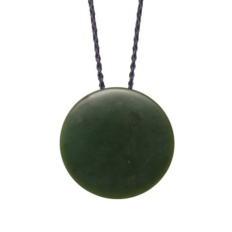 New Zealand Greenstone Large Disc Necklace Mountain Jade New Zealand