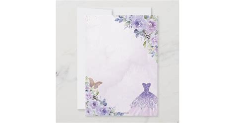 Invitación Princesa Floral Púrpura De Quinceañera Purple Floral Floral Floral Gown