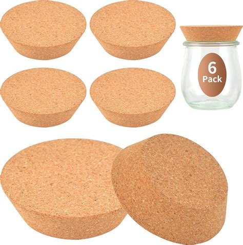 6 Pack Cork Lids Small Cork Lids For Jars Wood Jar Cork