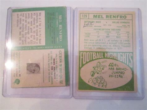 2 MEL RENFRO 129 63 FOOTBALL CARDS GOOD CONDITION BOX CC EBay