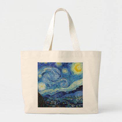 Vincent Van Gogh Starry Night Vintage Fine Art Large Tote Bag Zazzle