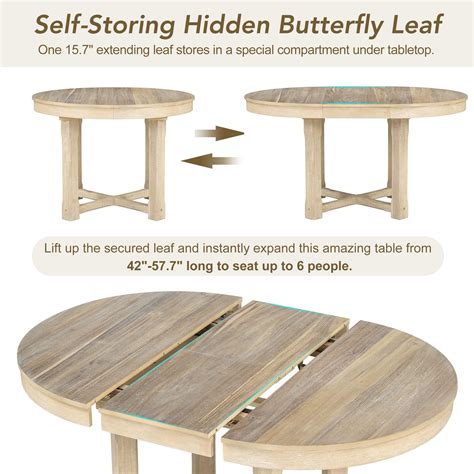 Merax Piece Furniture Set Round To Oval Extendable Butterfly Leaf