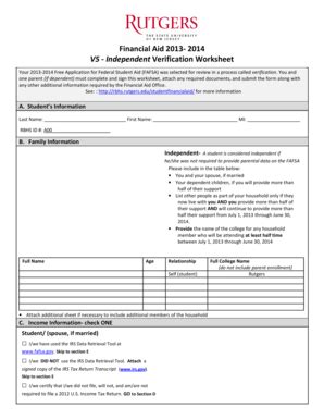 Fillable Online V5 Independent Verification Worksheet Rtf Fax Email