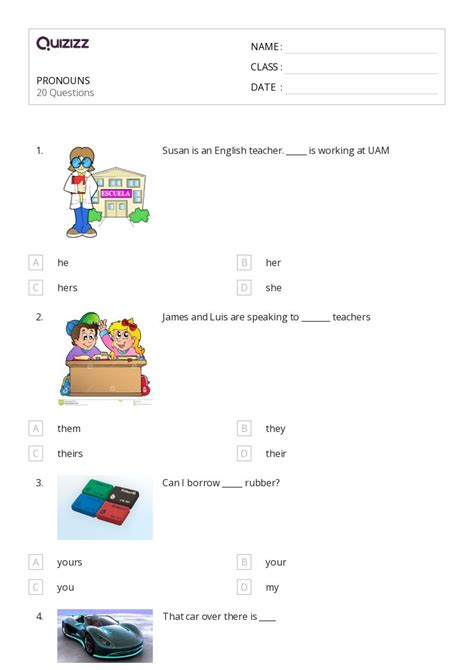 Pronouns Worksheets For St Class On Quizizz Free Printable