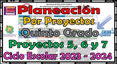 Planeaci N Por Proyectos Del Quinto Grado De Primaria Del Mes De