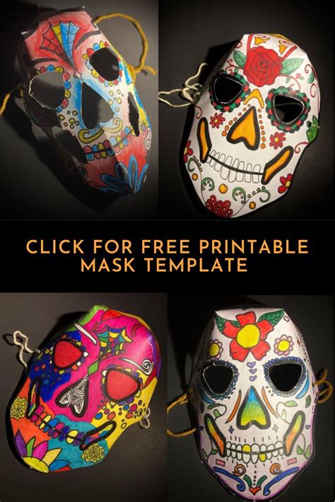 Printable Sugar Skull Mask Template Halloween Art Projects Skull Mask Mask Template Printable