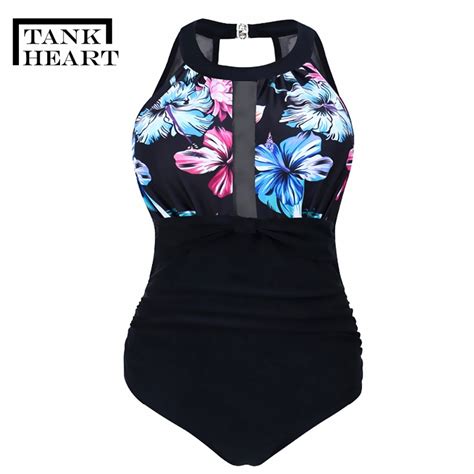 Tank Heart Sexy Potos One Piece Suits Monokini Plus Size Swimwear Women