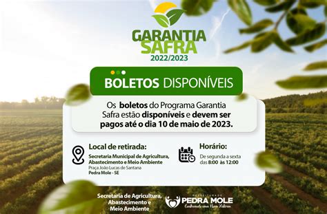 Boletos do Garantia Safra já estão disponíveis Prefeitura de Pedra Mole