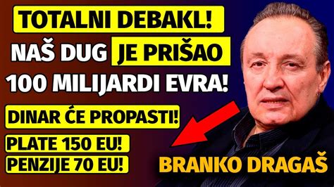 Branko Draga Upozorio Na Dug Milijardi Evra Nudimo Re Enja