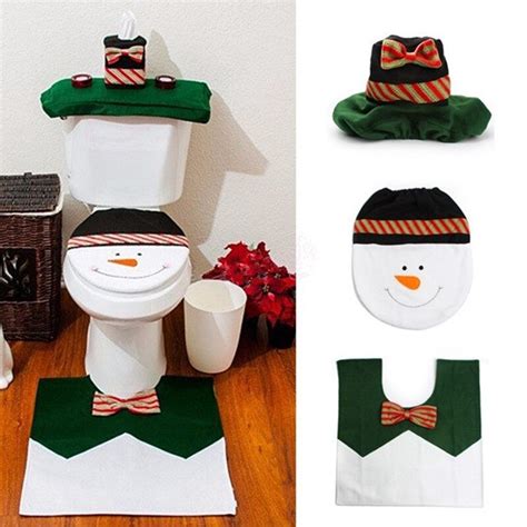 New Christmas Supplies For Bathroom Santa Snowman Toilet Seat Cover