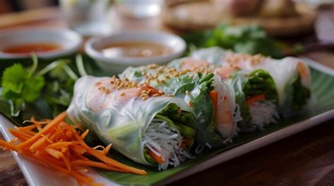 Premium Ai Image Goi Cuon Fresh Vietnamese Spring Rolls With Shrimp