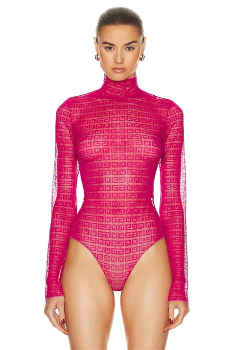 Givenchy Long Sleeve Turtleneck Bodysuit Top In Fuchsia FWRD