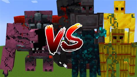 Redstone Pigman Monstrosity Vs All Golems Mob Battle In Minecraft Youtube