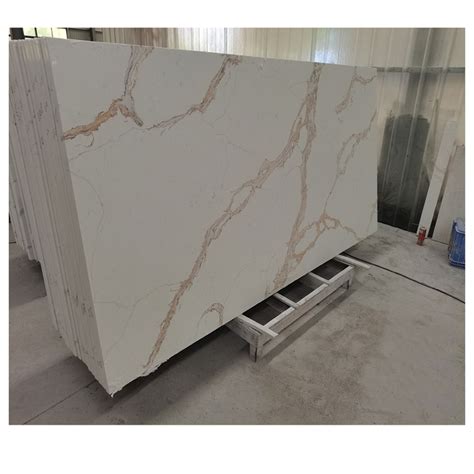 Calacatta Gold White Quartz Slab Kitchen Countertop Prefab Quartz Stone