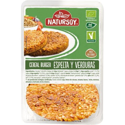 HAMBURGUESAS DE CEREALES ESPELTA Y VERDURAS BIO 200G NATURSOY