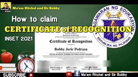 How To Claim Inset Certificate Of Recognition Inset 2021 Edtech Youtube