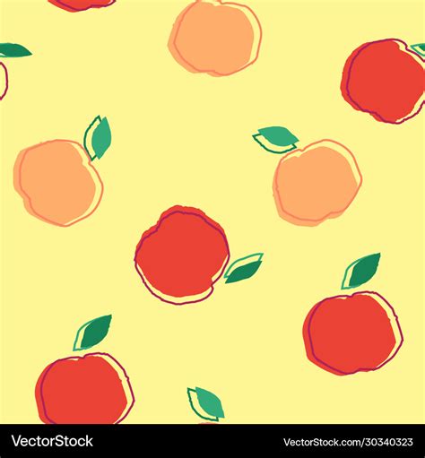 Seamless Hand Drawn Apple Pattern Royalty Free Vector Image