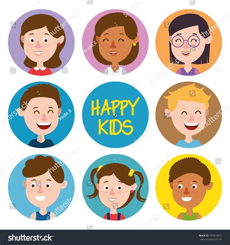 Group Happy Kids Characters Stock Vector (Royalty Free) 797473471 ...