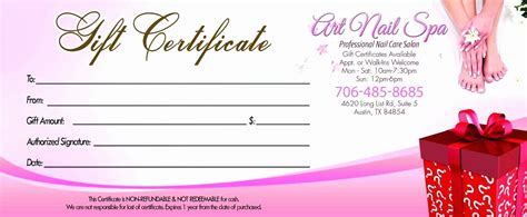 Nail Gift Certificate Template Free Great Sample Templates Throughout