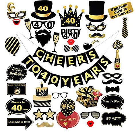 Buy Sayala 40th Birthday Decorations Kit Gold Cheer To 40year Banner