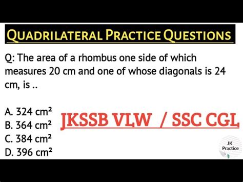 Quadrilateral PracticeQuestions Jkssb VLW Exam SSC CGL Jkssbvlw