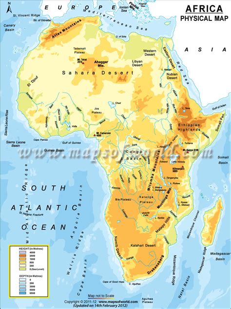 Detailed Physical Africa Map